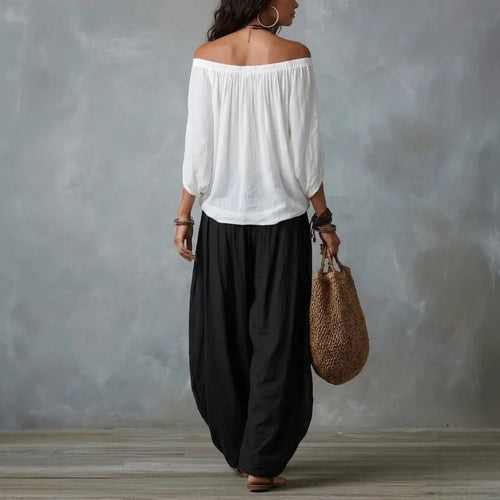Boho Off-Shoulder Top & Pants Set