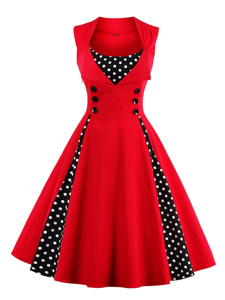 Vintage Polka-Dot Button Dress