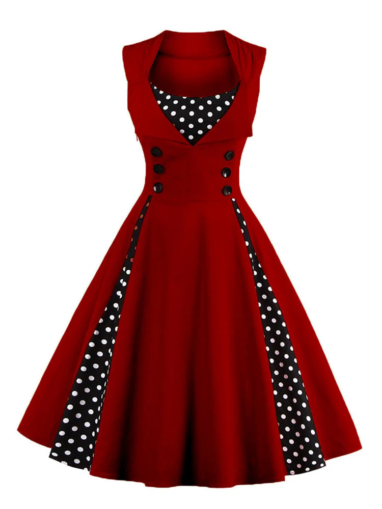 Vintage Polka-Dot Button Dress
