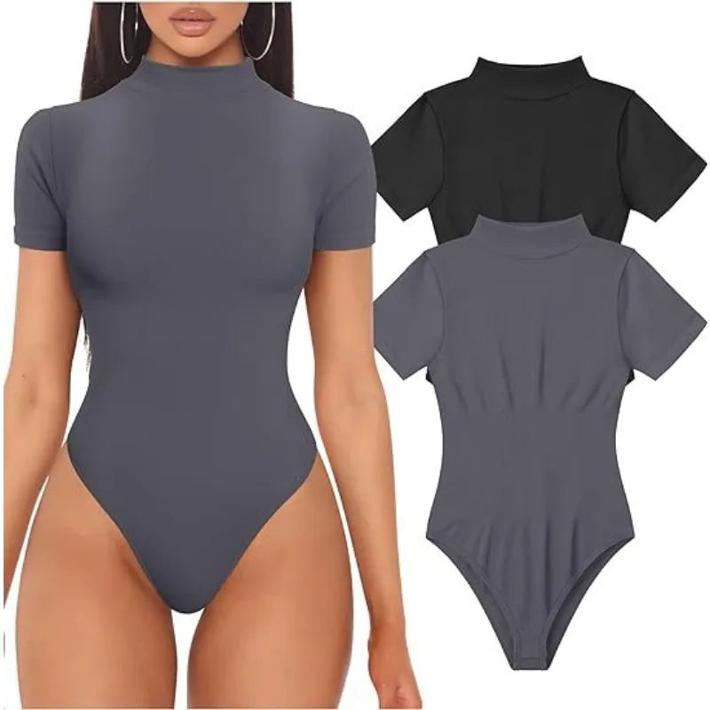 Short-Sleeve Turtleneck Bodysuit