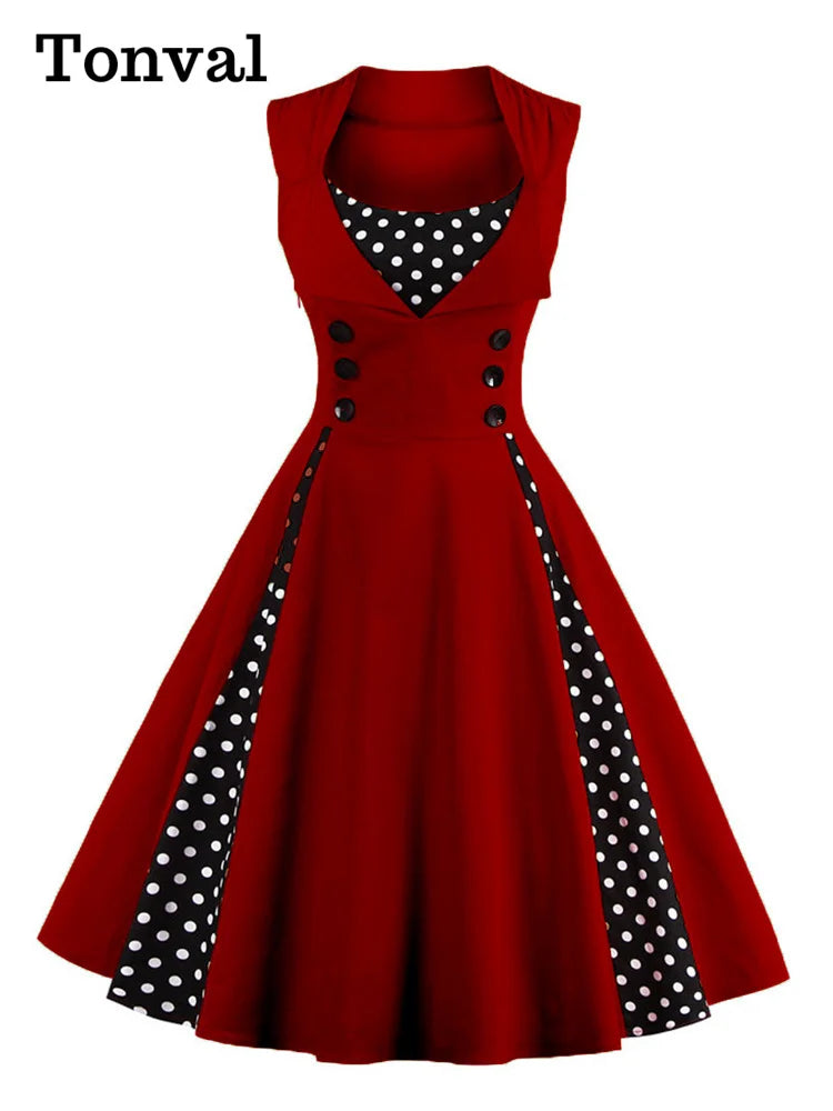 Vintage Polka-Dot Button Dress