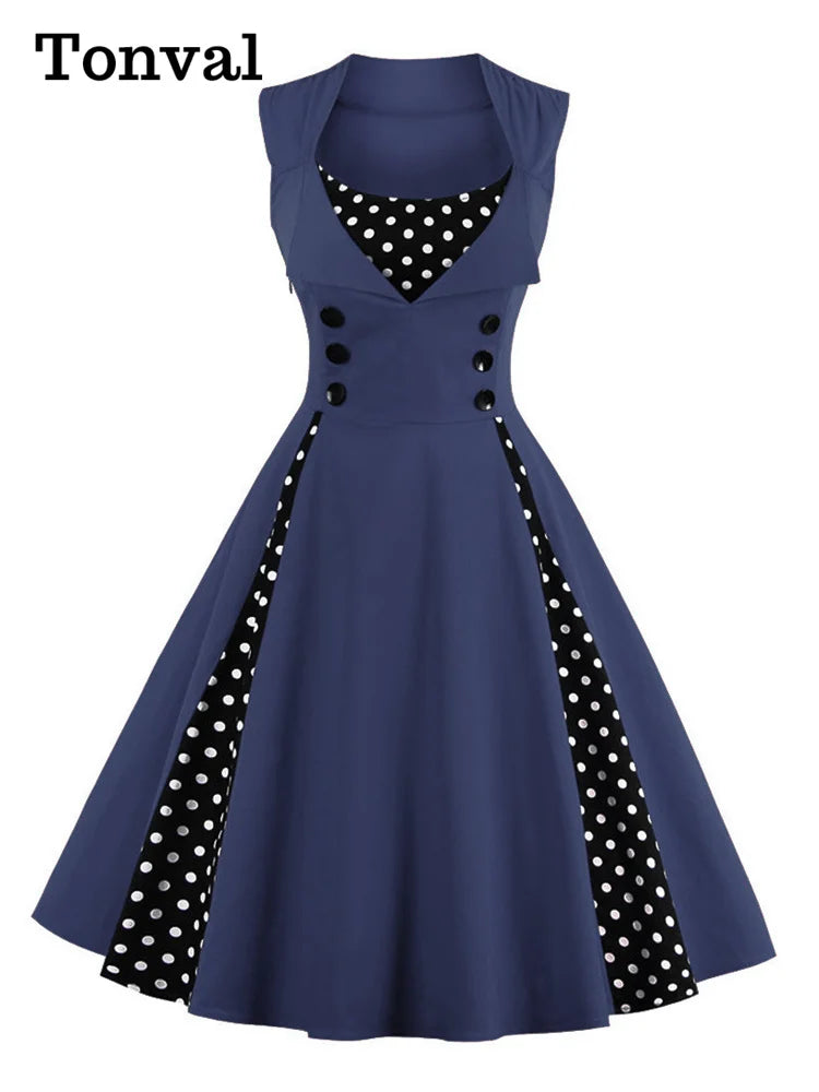 Vintage Polka-Dot Button Dress