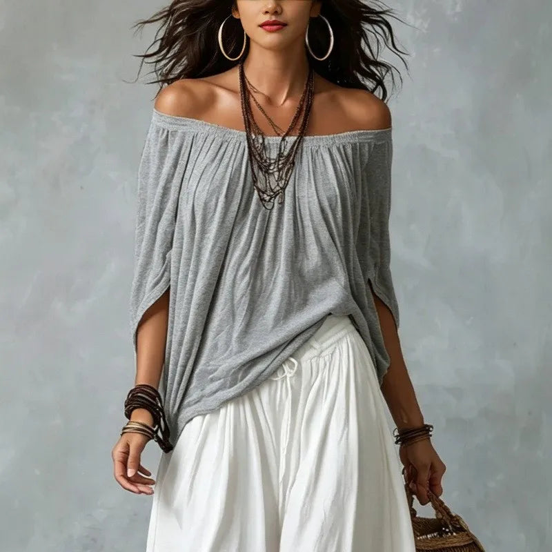 Boho Off-Shoulder Top & Pants Set
