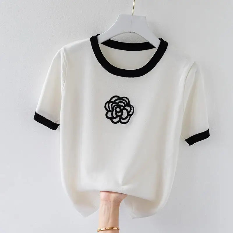 Teen Girls’ Floral-Embroidered Knit T-Shirt