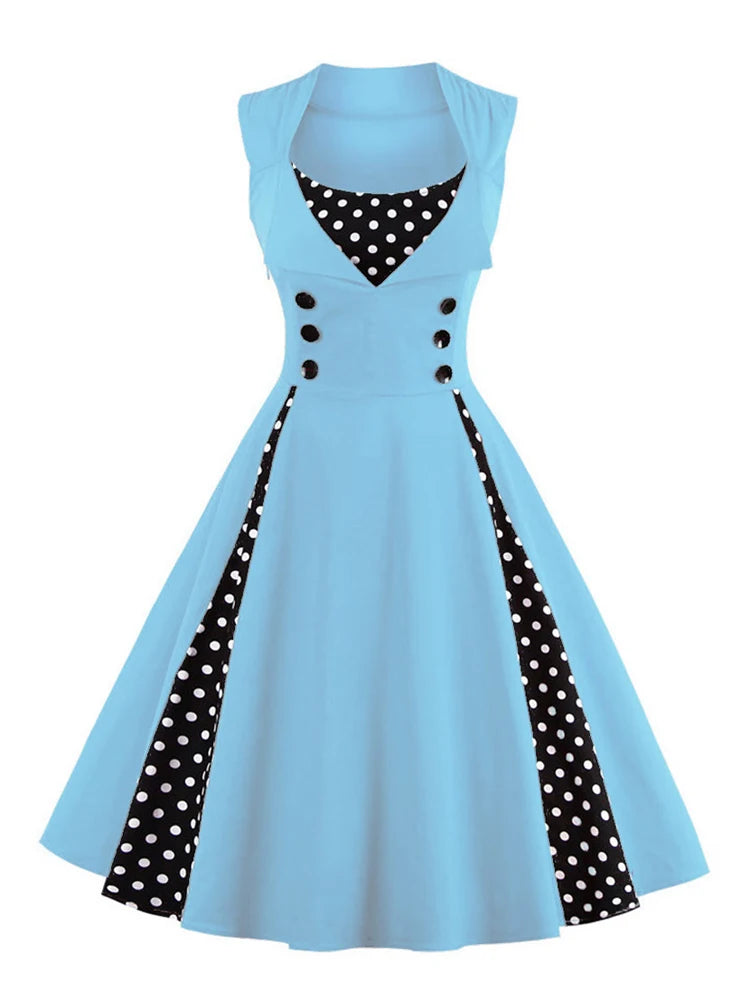 Vintage Polka-Dot Button Dress
