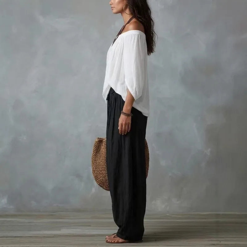 Boho Off-Shoulder Top & Pants Set
