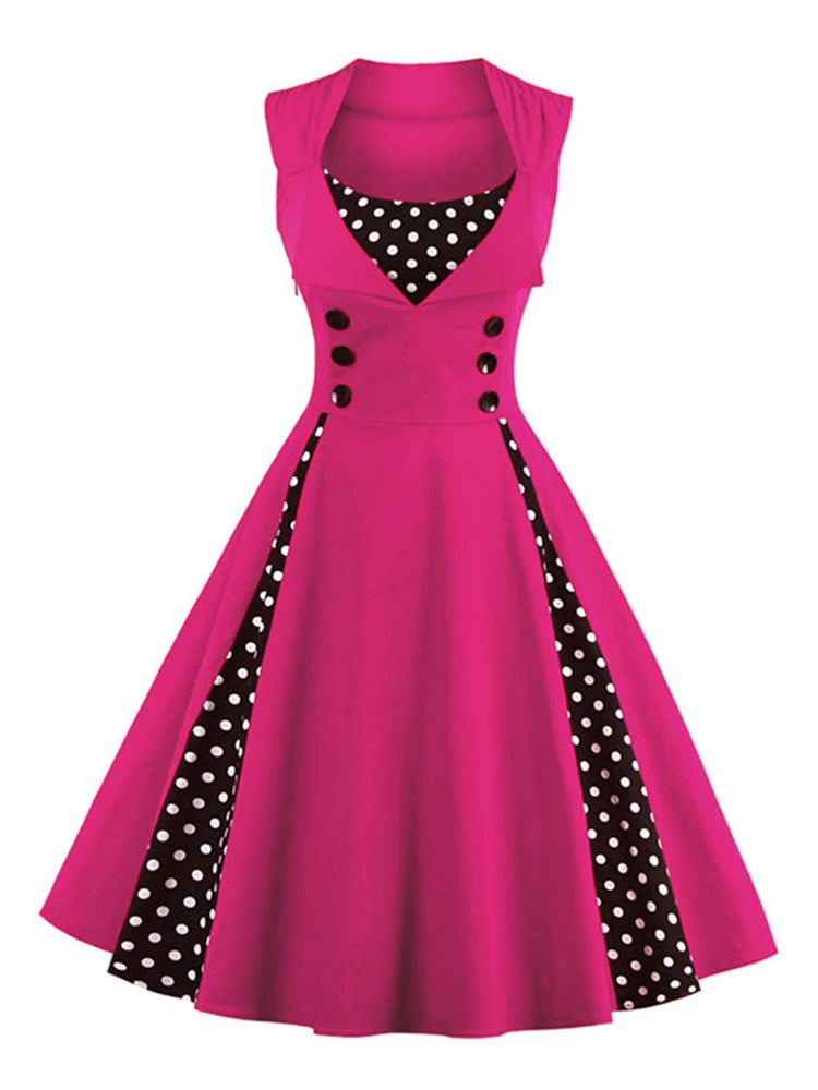Vintage Polka-Dot Button Dress