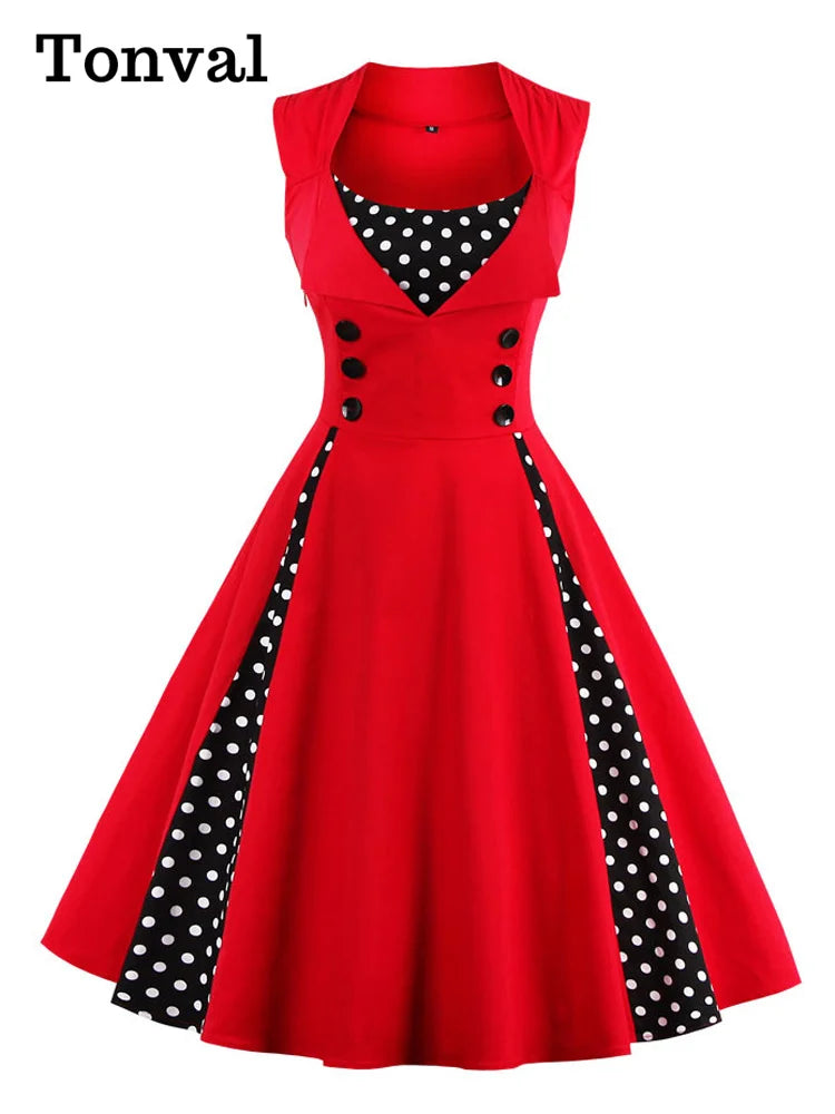 Vintage Polka-Dot Button Dress