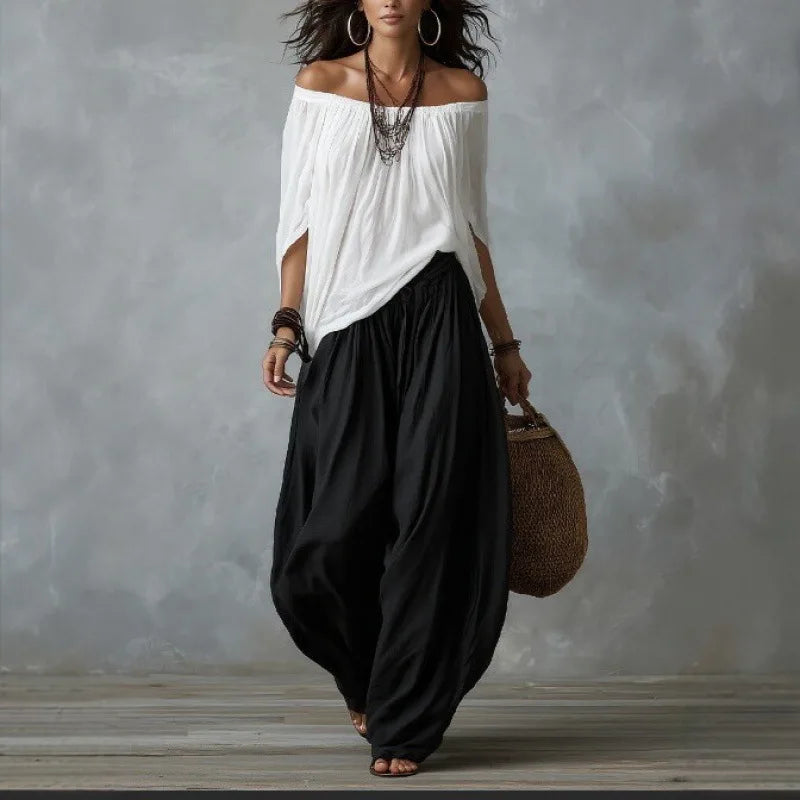 Boho Off-Shoulder Top & Pants Set