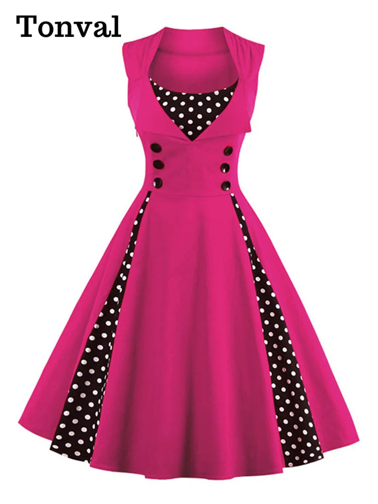 Vintage Polka-Dot Button Dress