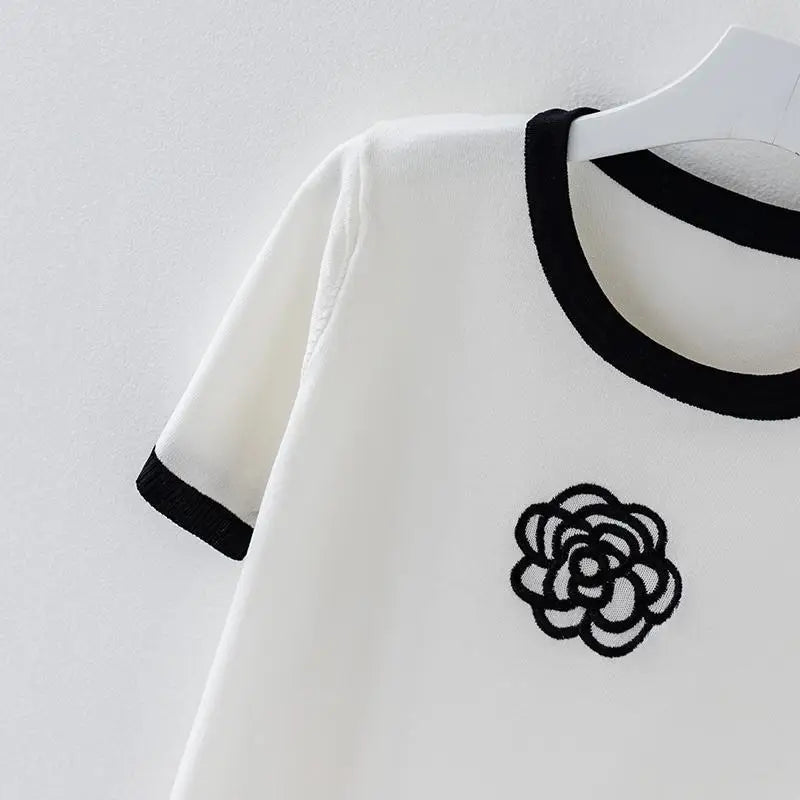Teen Girls’ Floral-Embroidered Knit T-Shirt