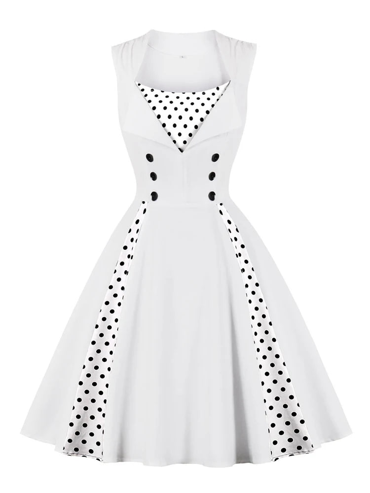 Vintage Polka-Dot Button Dress
