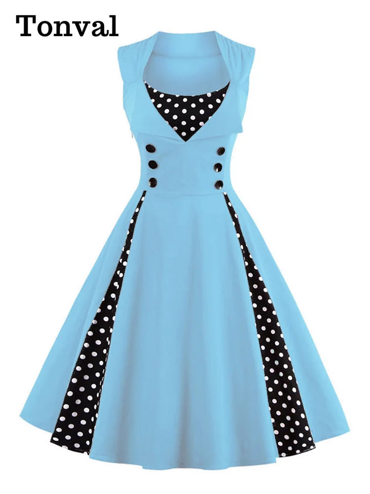 Vintage Polka-Dot Button Dress